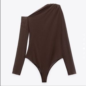 Zara Tulle Asymmetric Bodysuit